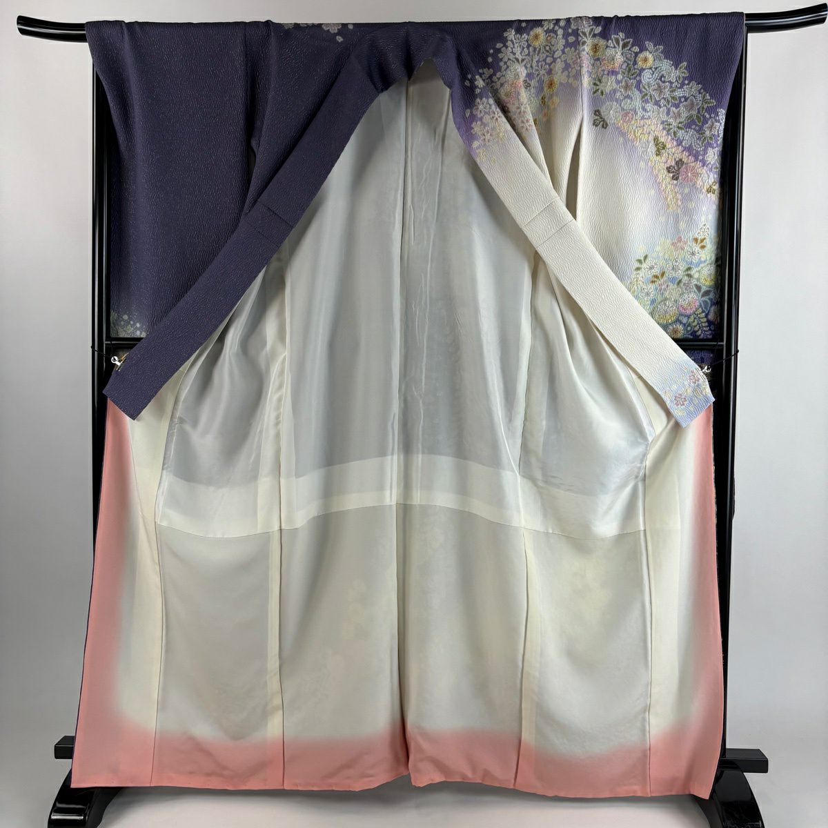 振袖禮服 身長164.5cm 袖長69cm L 雙層 吉乃一廉 落款あり 辻花染 櫻花 金銀彩 紫 純蠶絲 逸品級