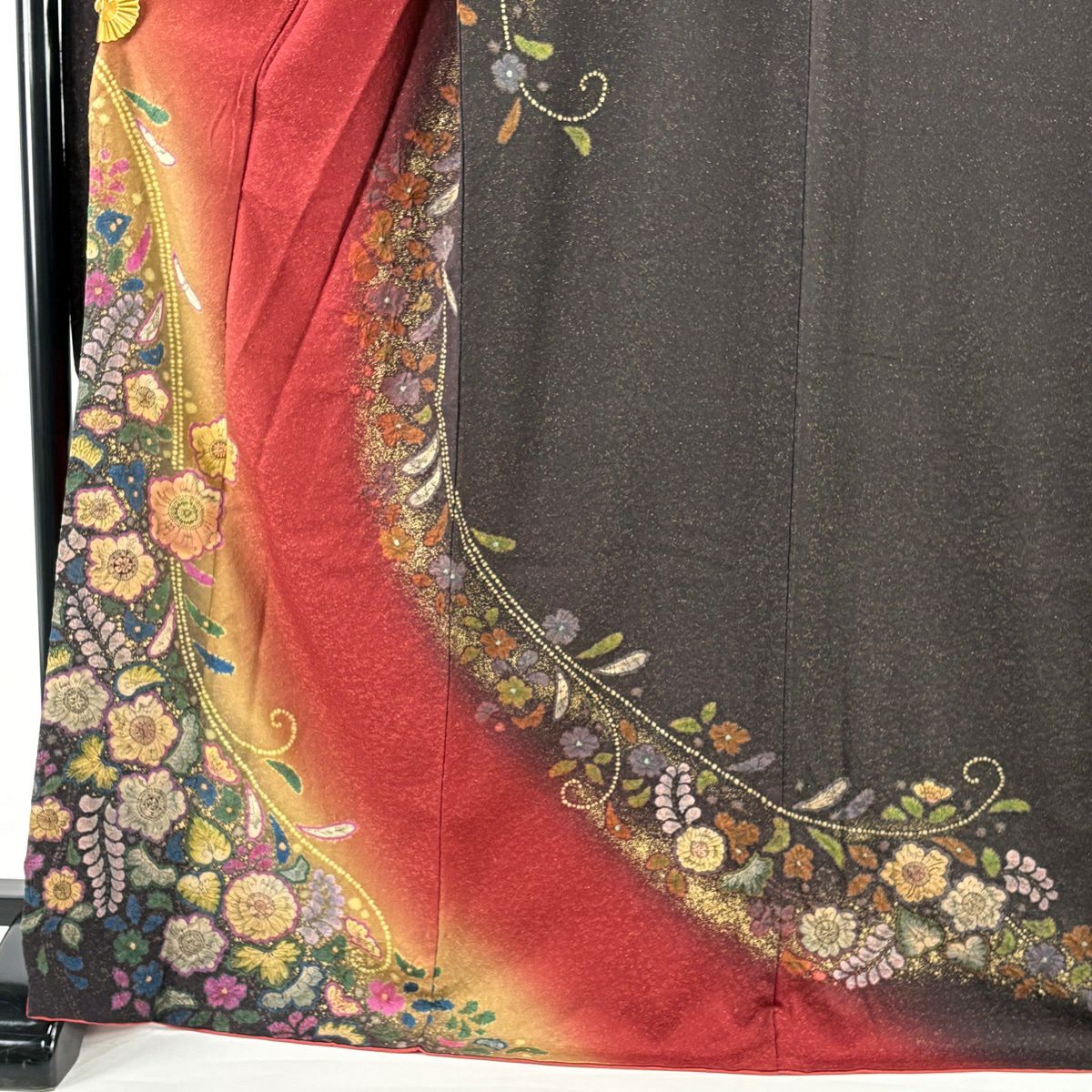 【美品】振袖禮服 身長170cm 袖長67.5cm L 雙層 辻花染 金通 金銀彩 茜 純蠶絲 逸品級