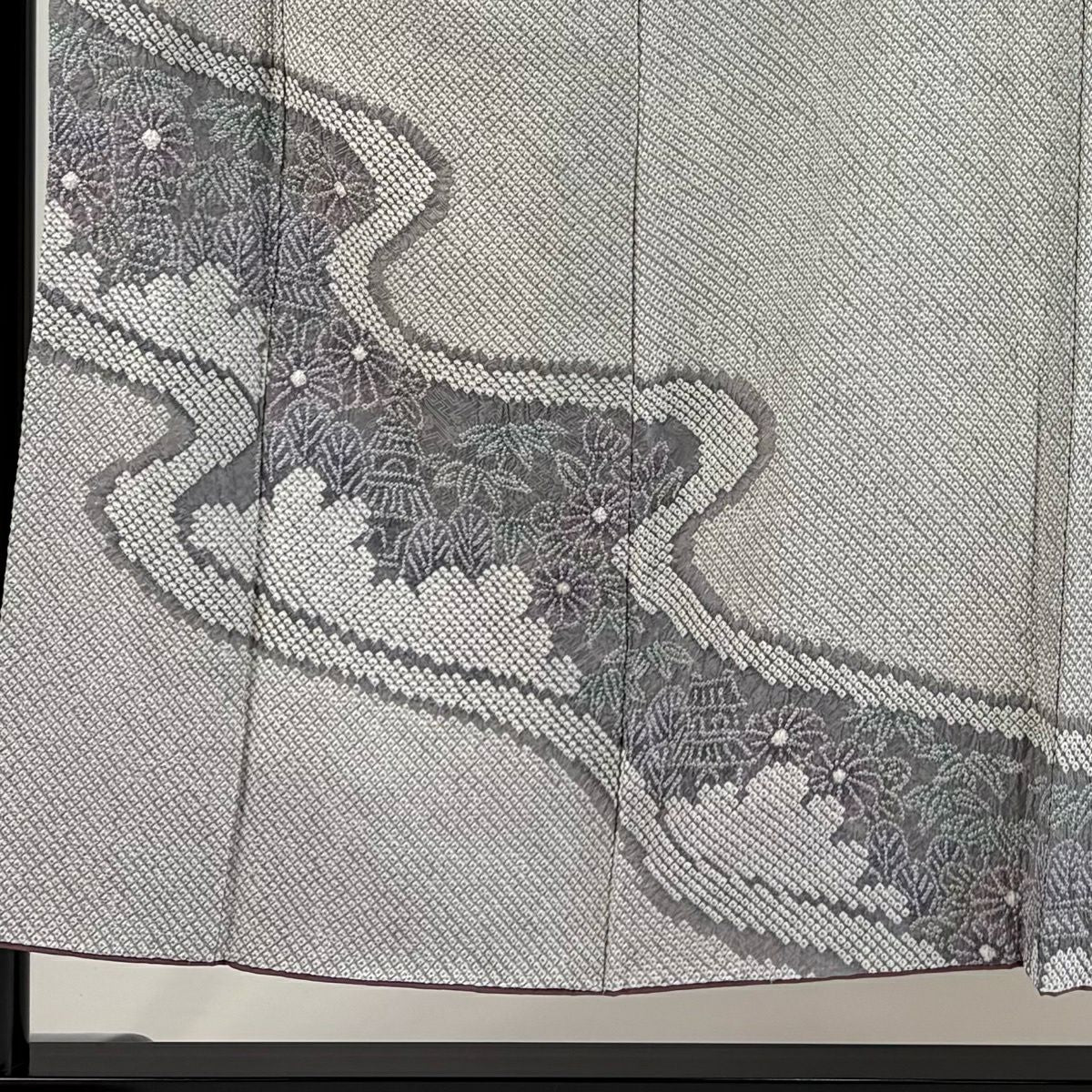 訪問服 身長150cm 袖長62cm S 雙層 菊花 流水 總絞 灰紫 純蠶絲 秀品級