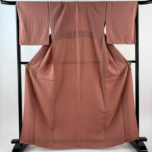 【美品】 小紋 身長165cm 袖長67cm M 單層 墨流し 粉米色 純蠶絲 秀品級