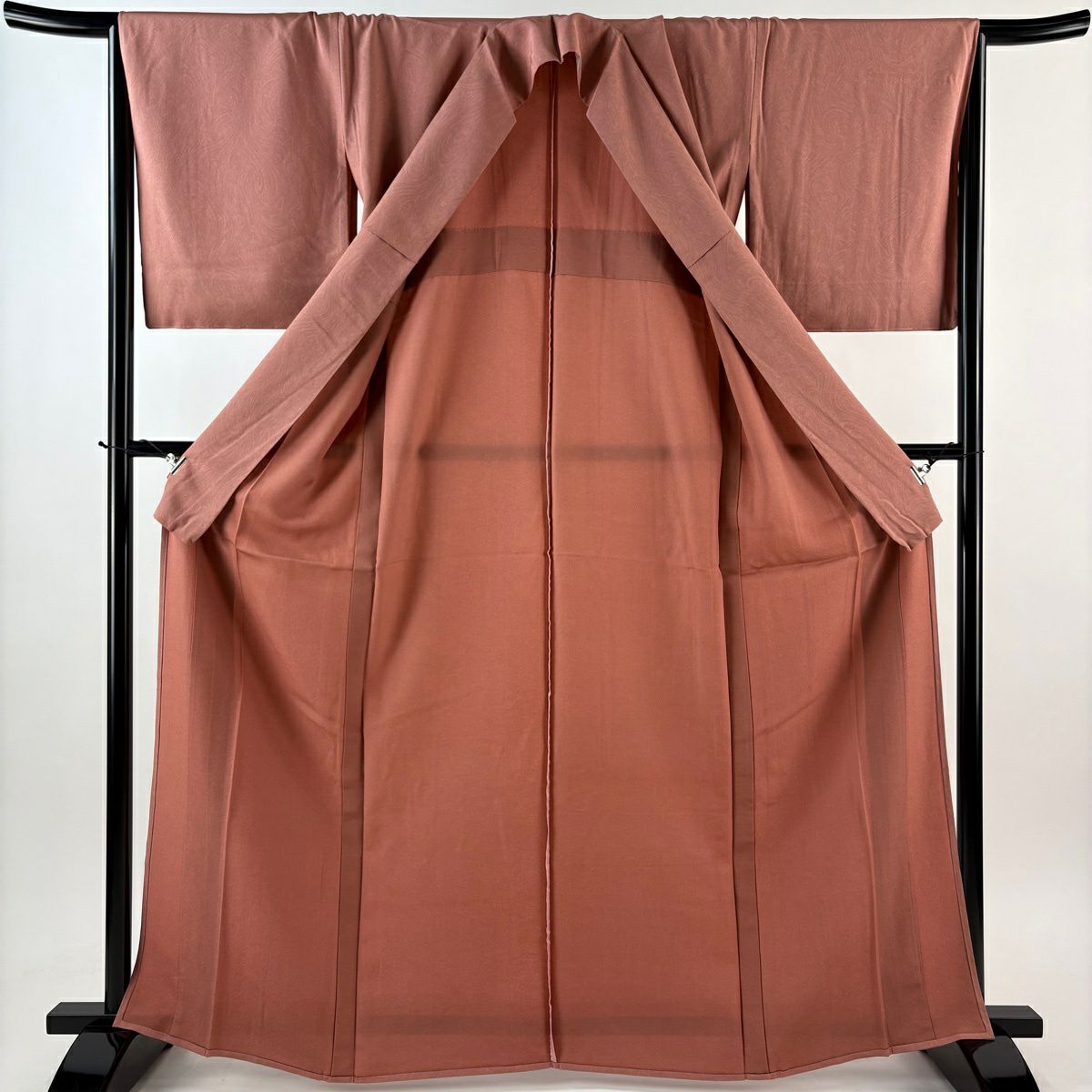 【美品】 小紋 身長165cm 袖長67cm M 單層 墨流し 粉米色 純蠶絲 秀品級
