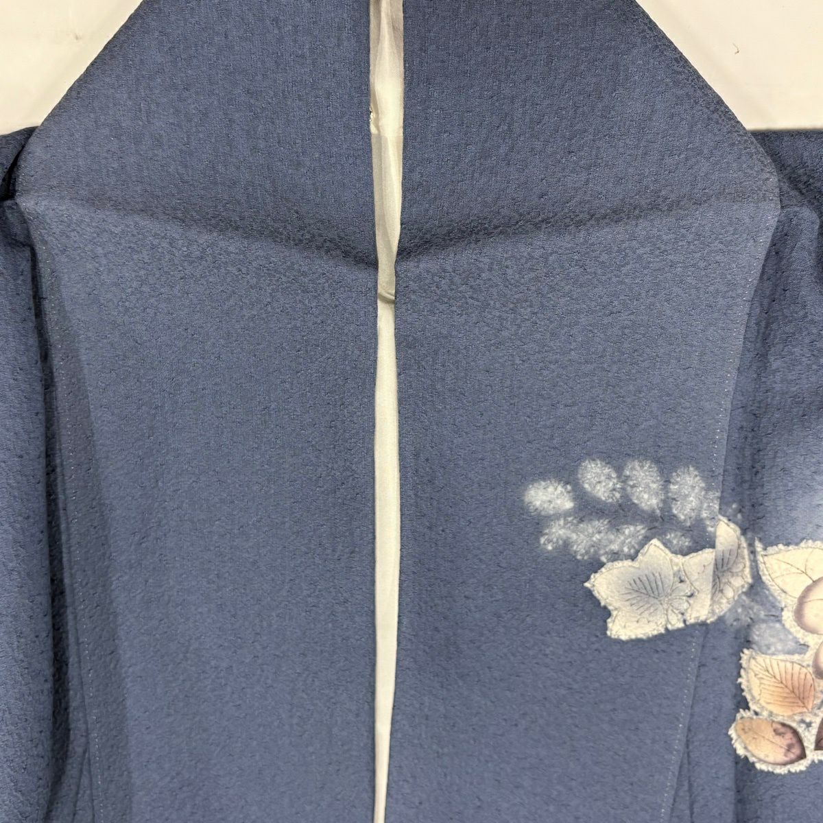 訪問服 身長156.5cm 袖長64cm M 雙層 辻花染 漸層 青灰 純蠶絲 優品級