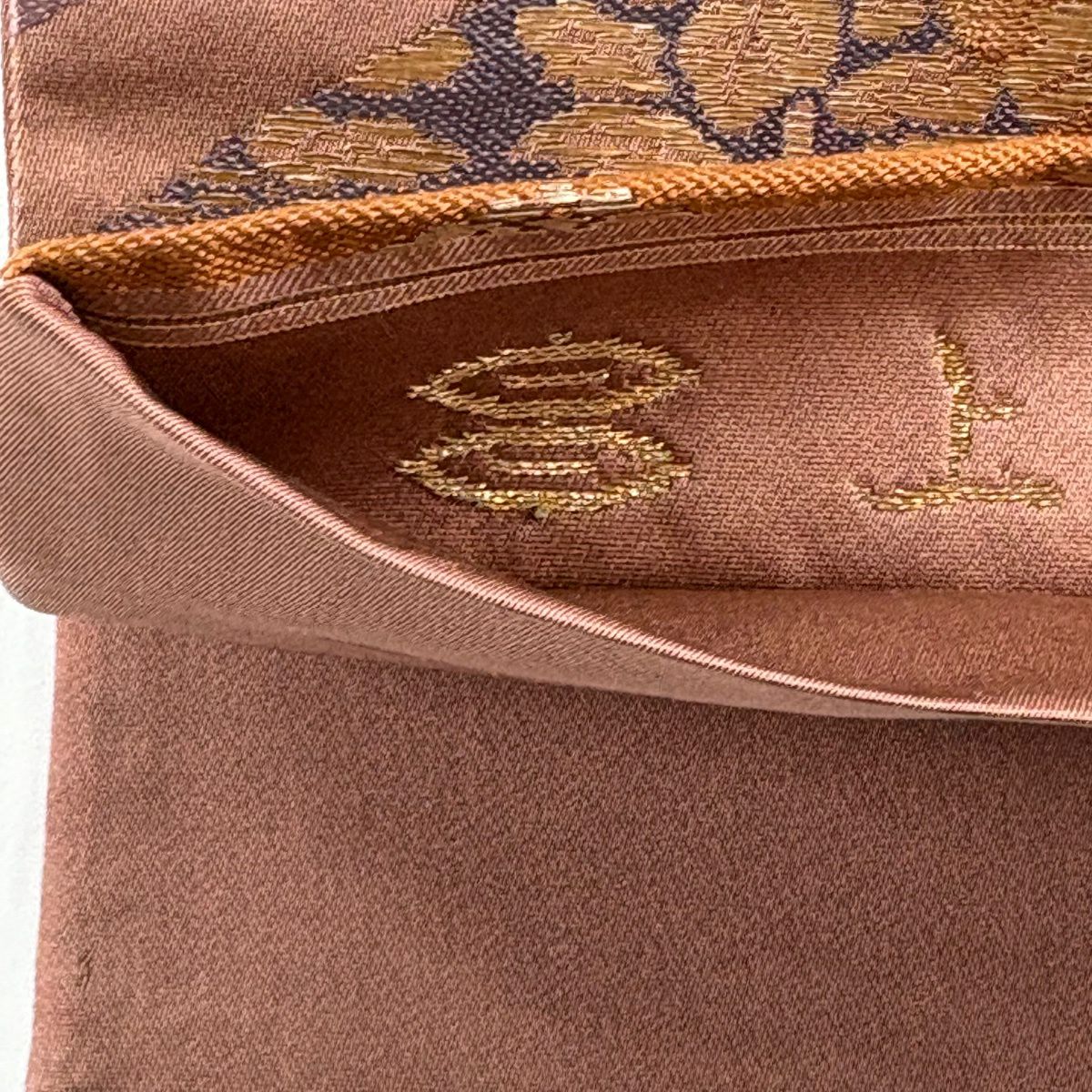 【美品】 袋帶 名品級 河村織物 落款 花唐草紋 上代裂重文 金金箔 紅紫 六通 純蠶絲