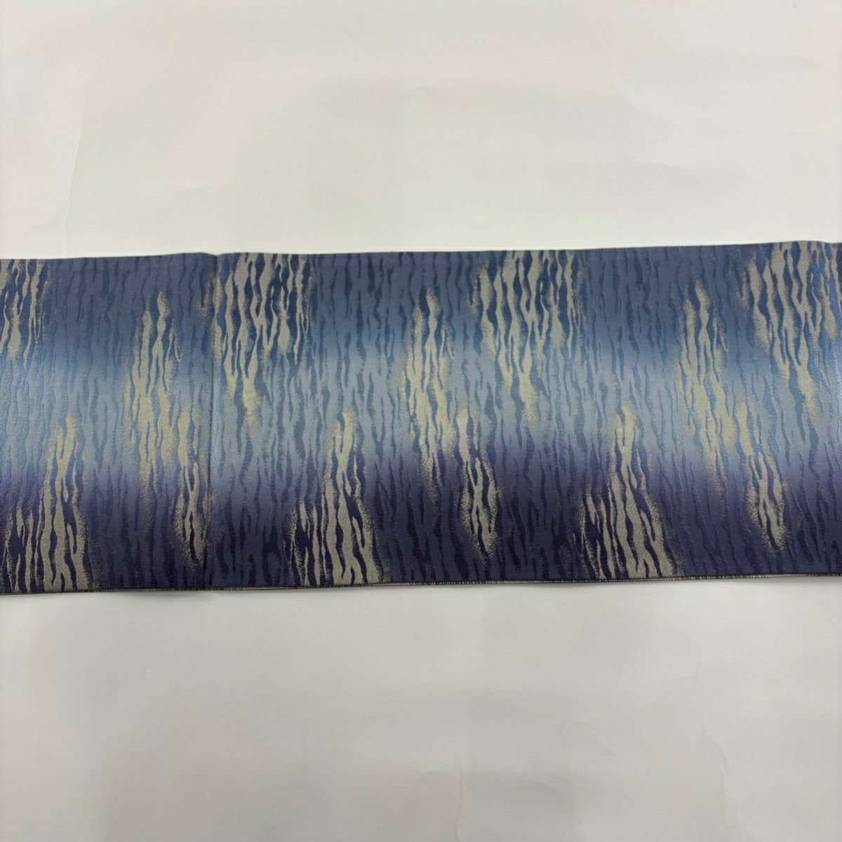 【美品】 袋帶 名品級 證書齊全 霞 金絲 漸層 青灰色 全通 純蠶絲