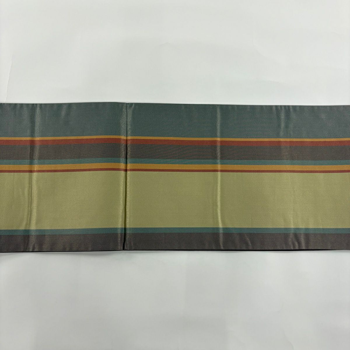 【美品】 袋帶 名品級 龜甲 鳥 金銀彩 刺繡 抹茶 六通 純蠶絲