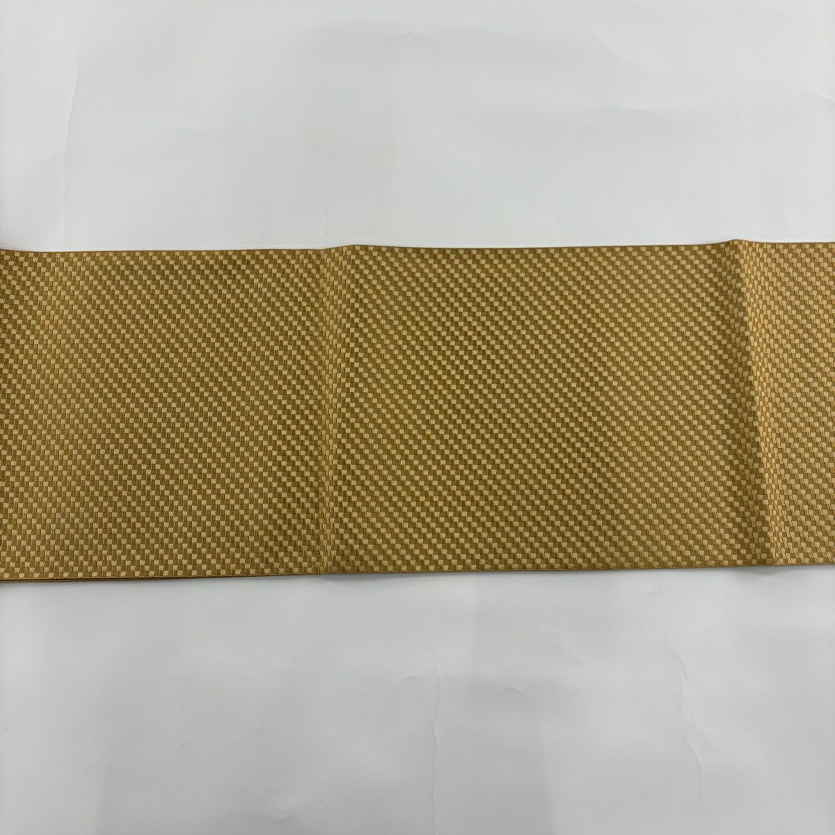 【美品】 袋帶 名品級 大和 蟹條紋 山吹茶 純蠶絲 お太鼓圖案
