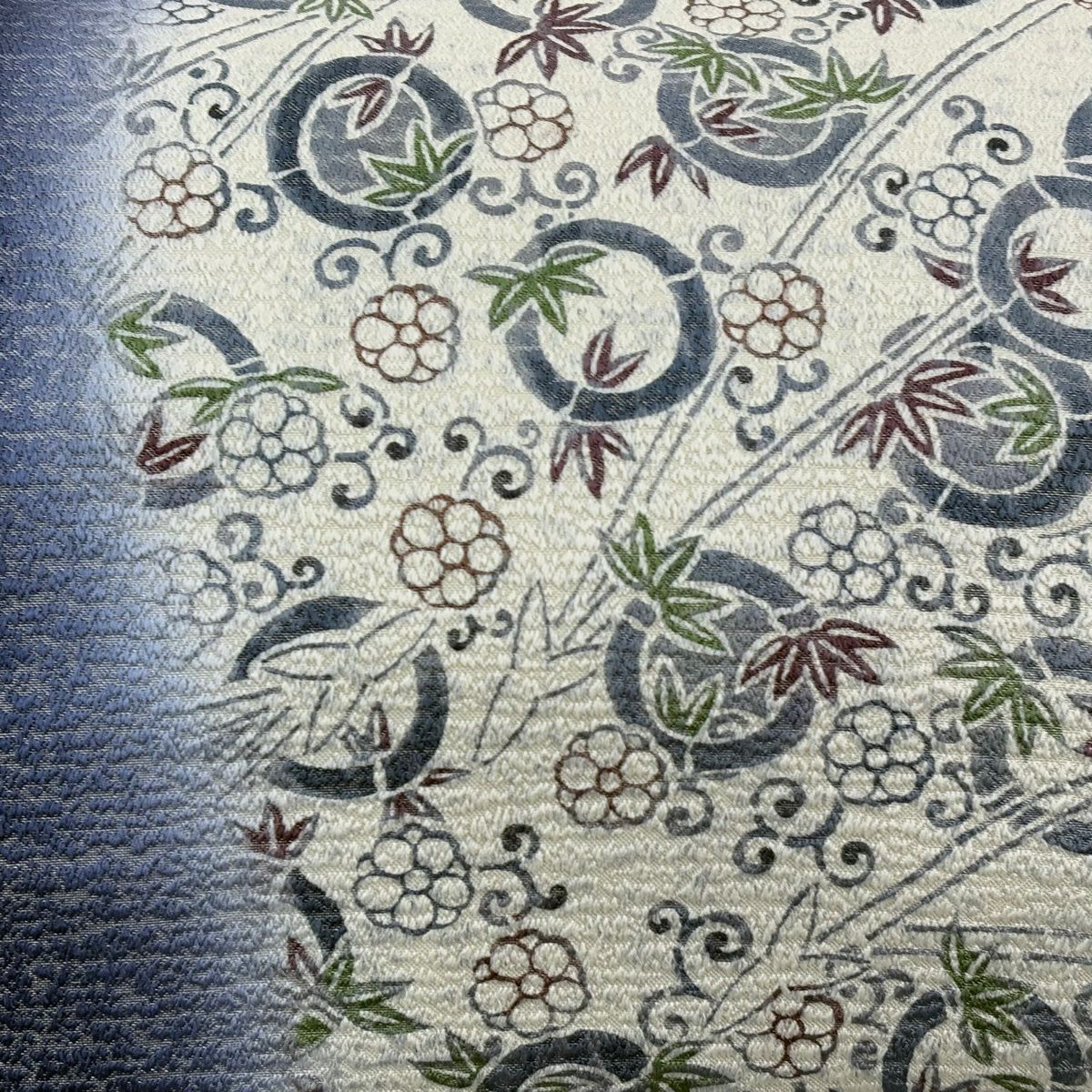 【美品】 名古屋帶 名品級 落款あり 竹子 梅花 銀通 灰白 純蠶絲