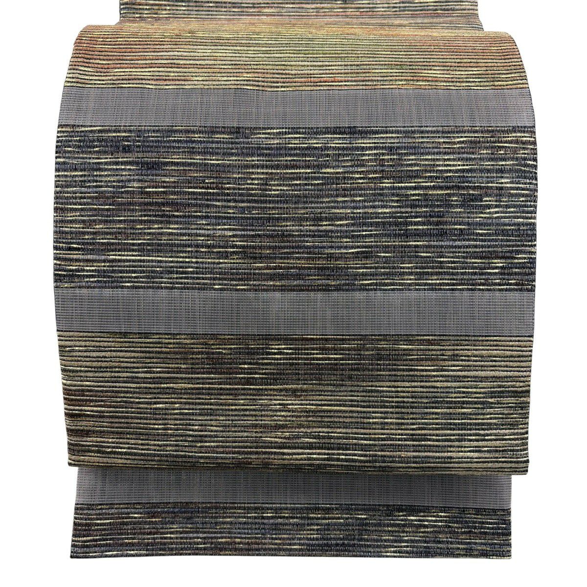 【美品】 袋帶 名品級 條紋 銀線 金金箔 金色 全通 純蠶絲