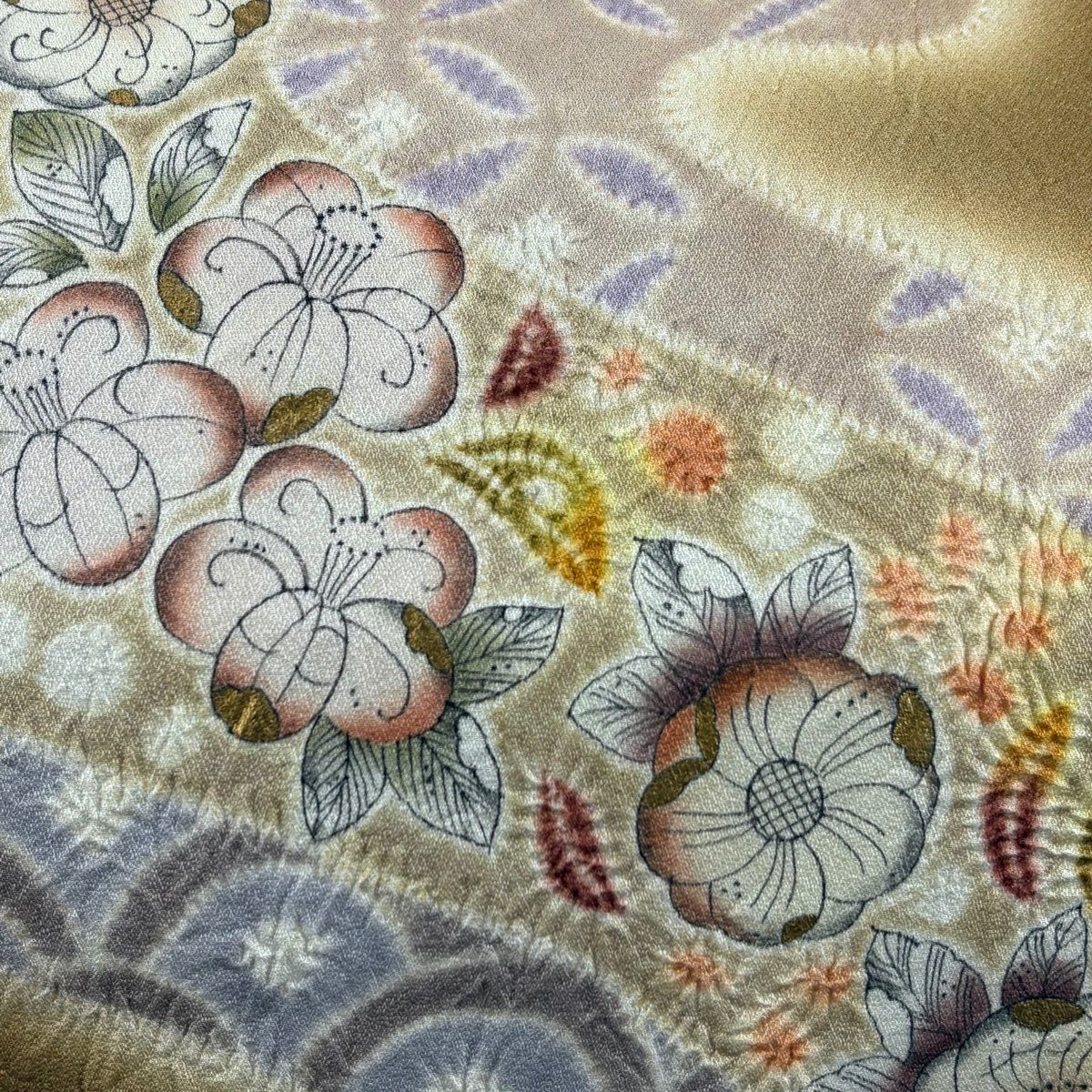 袋帶 名品級 辻花染 有職紋樣 絞染 金金箔 茶 純蠶絲