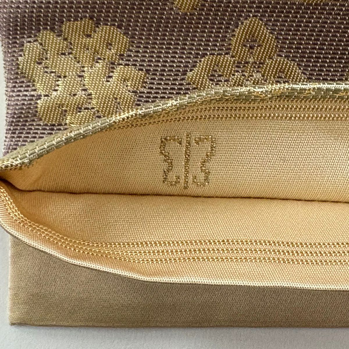 【美品】 袋帶 名品級 川島織物 落款あり 荒磯 草花紋紋 金金箔 薄橙 六通 純蠶絲