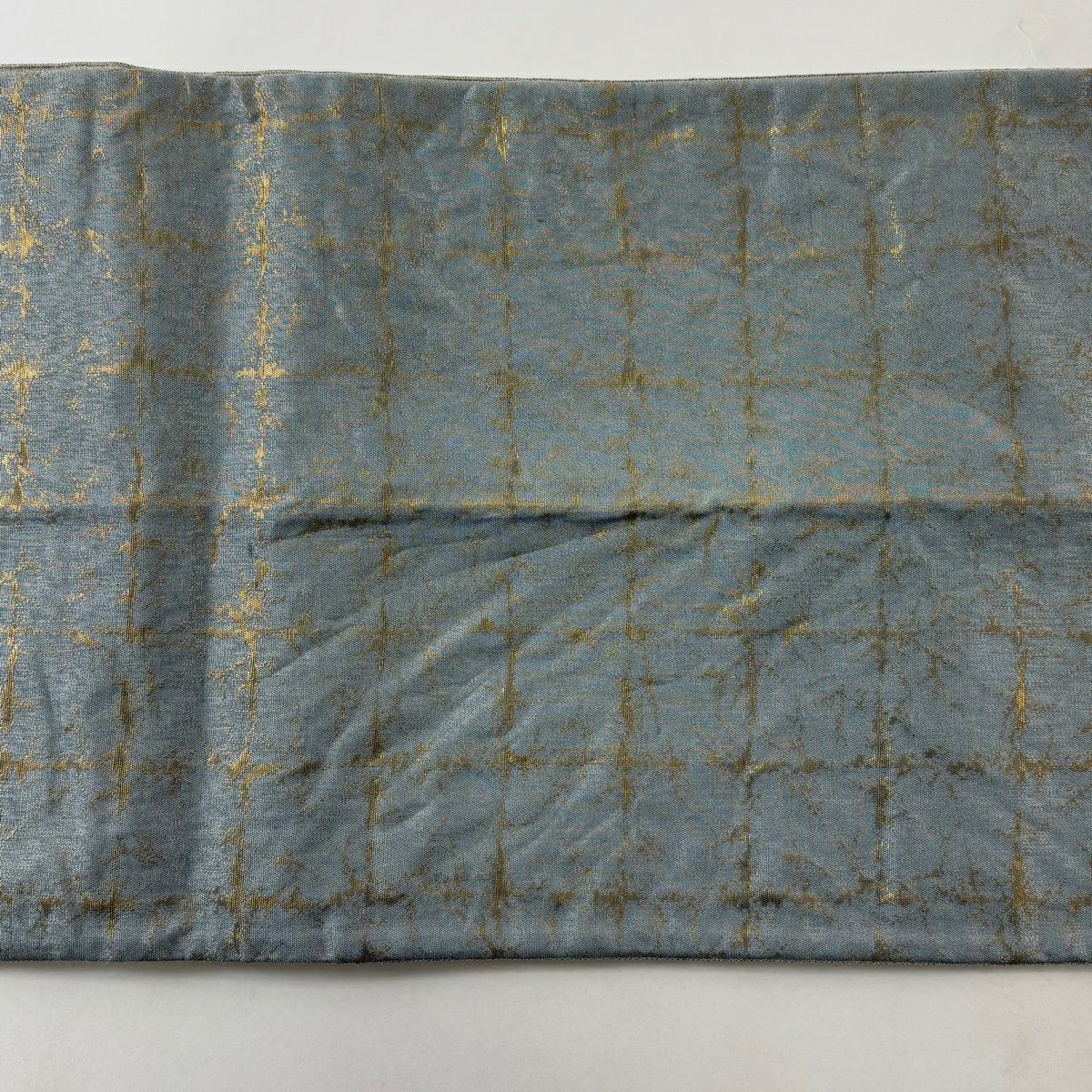【美品】 袋帶 名品級 落款あり 辻花染 金金箔 銀線 灰綠 お太鼓柄 純蠶絲