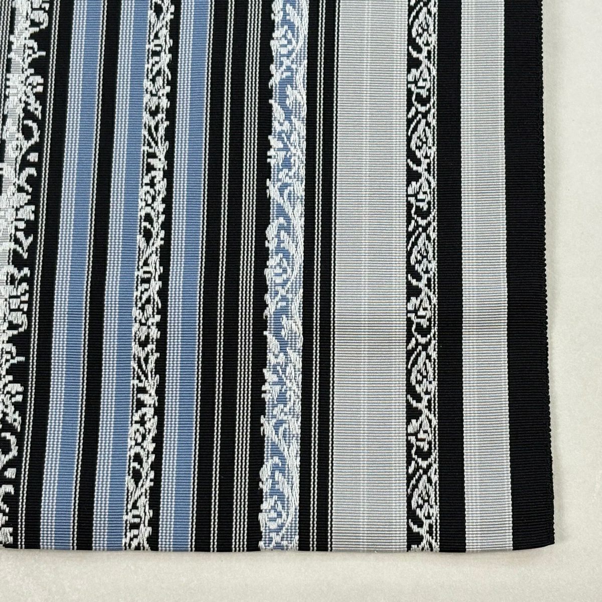 【美品】 名古屋帶 逸品級 八寸名古屋帶 松樹葉仕立 雜紋 草花紋紋 黑 純蠶絲