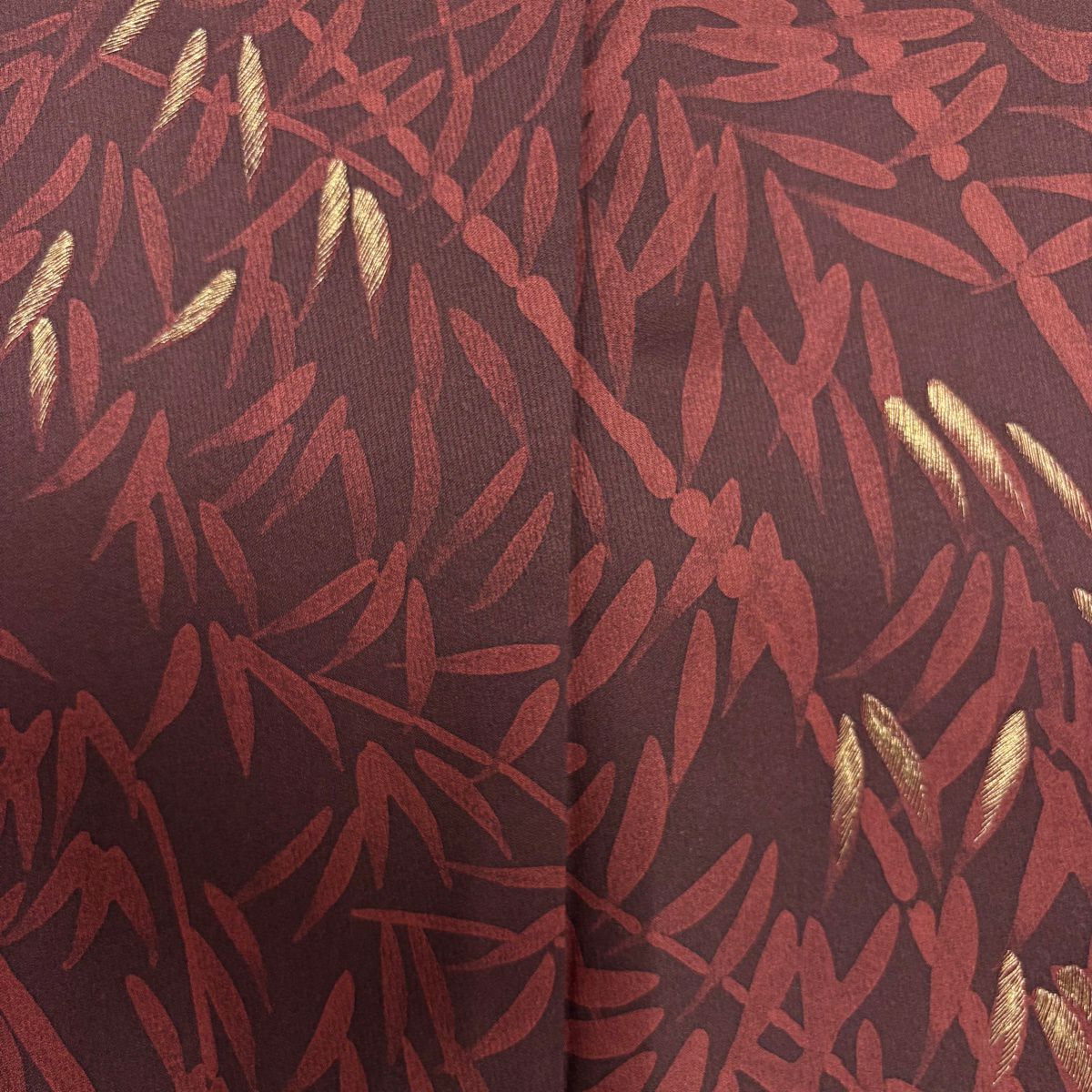 【美品】 付下 身長153cm 袖長63cm S 雙層 竹子 金絲 刺繡 茶紫 純蠶絲 秀品級 一個紋