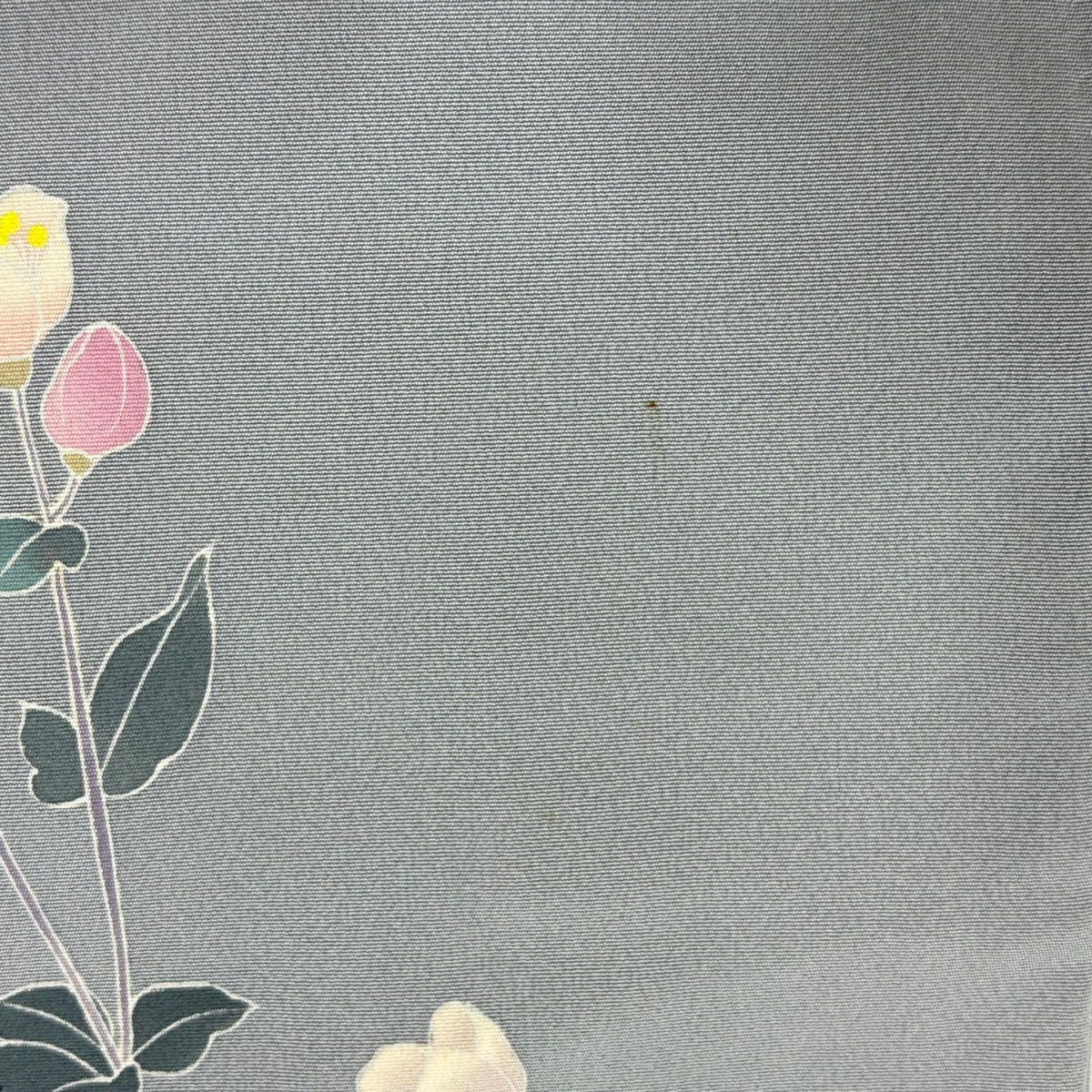 訪問服 身長158.5cm 袖長63cm S 雙層 落款あり 枝花 青灰 純蠶絲 秀品級 一つ紋