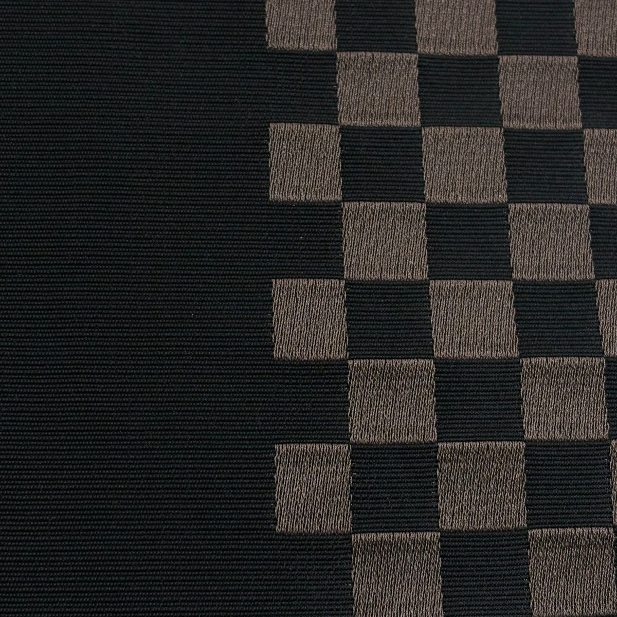 【美品】半幅帶 優品級 大和 市松樹 黑 化纖