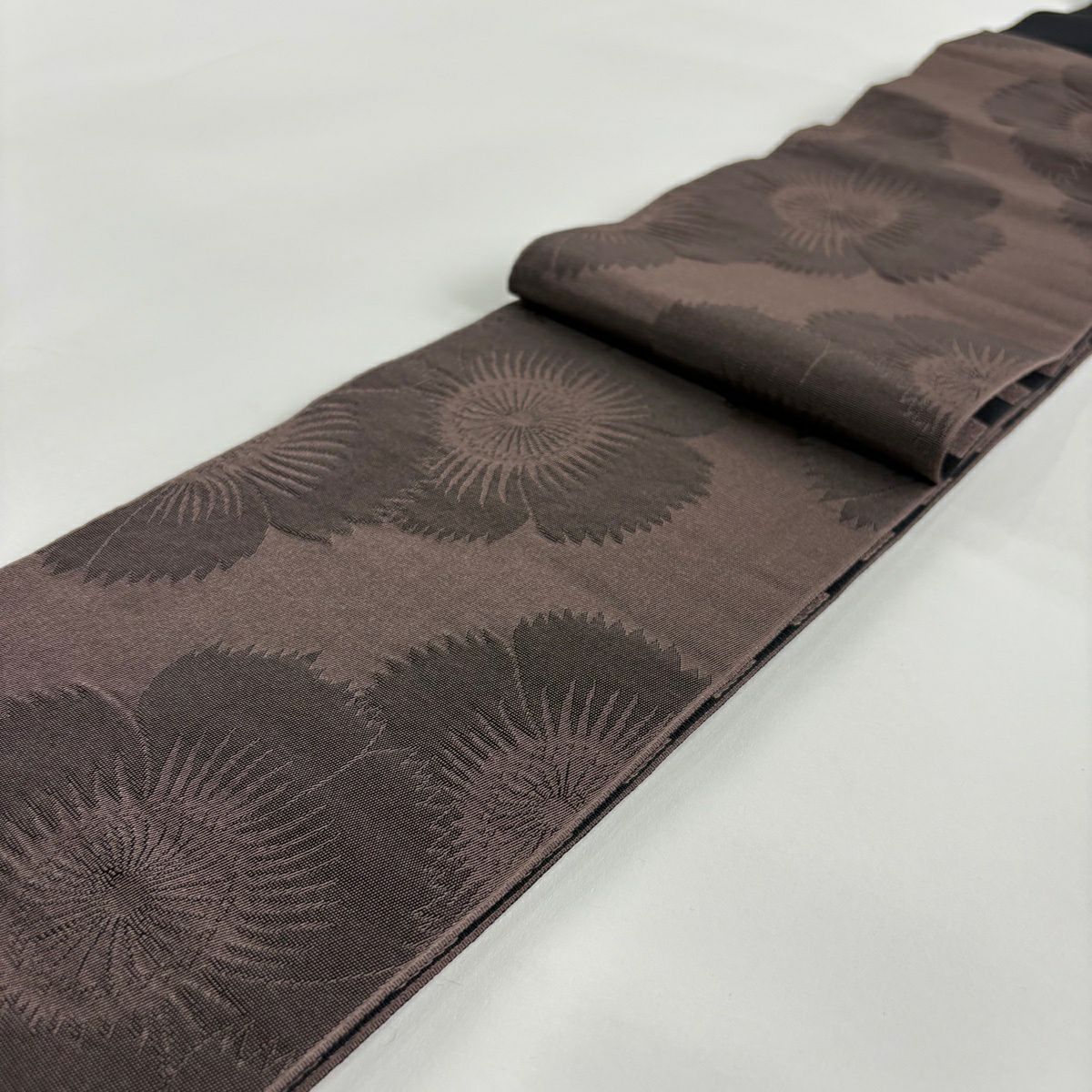 【美品】半幅帶 優品級 大和 市松樹 黑 化纖
