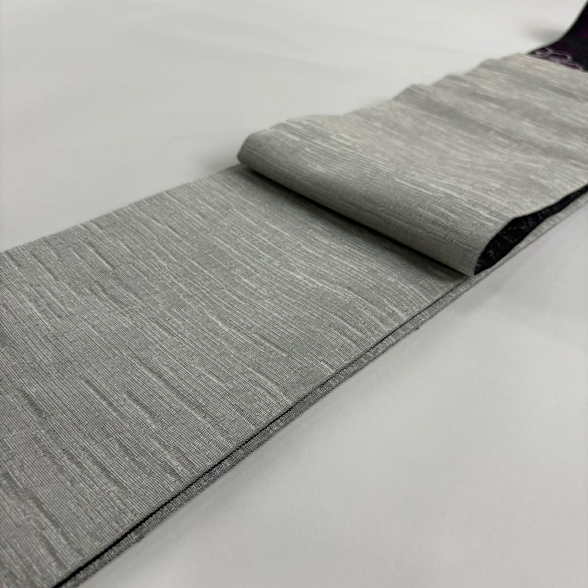 【美品】半幅帶 優品級 牡丹 黑 化纖