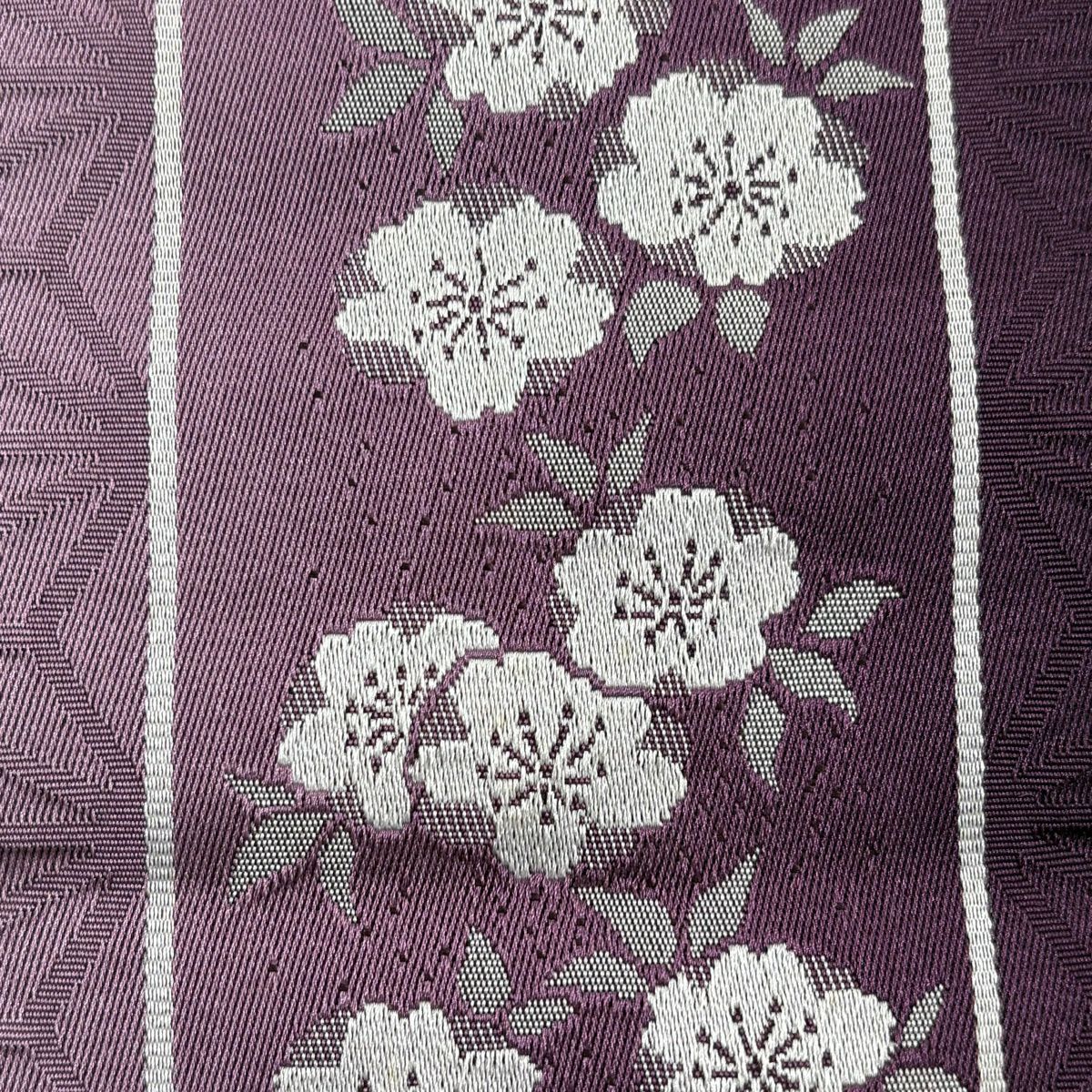 【美品】半幅帶 優品級 櫻花 麻葉 紫 化纖