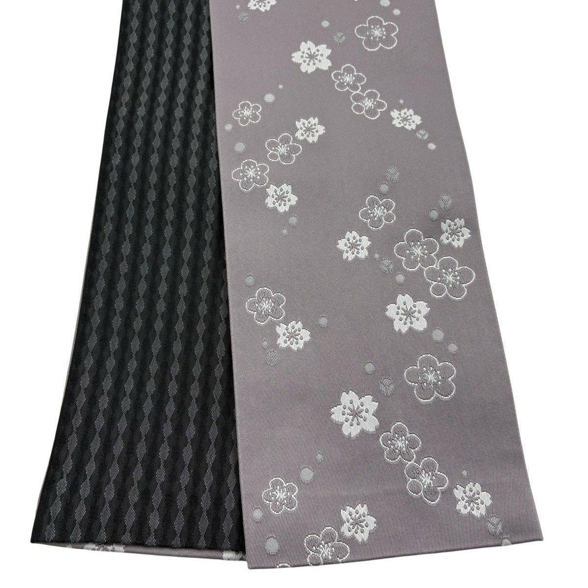 【美品】半幅帶 優品級 梅花 櫻花 灰 化纖