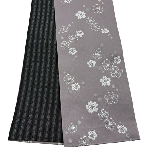 【美品】半幅帶 優品級 梅花 櫻花 灰 化纖