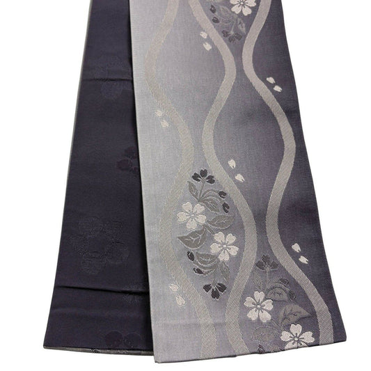 【美品】半幅帶 優品級 立涌 櫻花 灰紫 化纖
