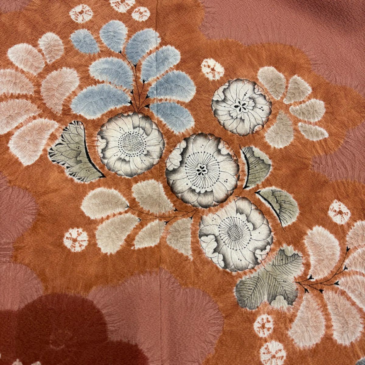 【美品】訪問服 身長166cm 袖長65cm M 雙層 滝泰 落款あり 辻花染 金糸 小豆 純蠶絲 名品級