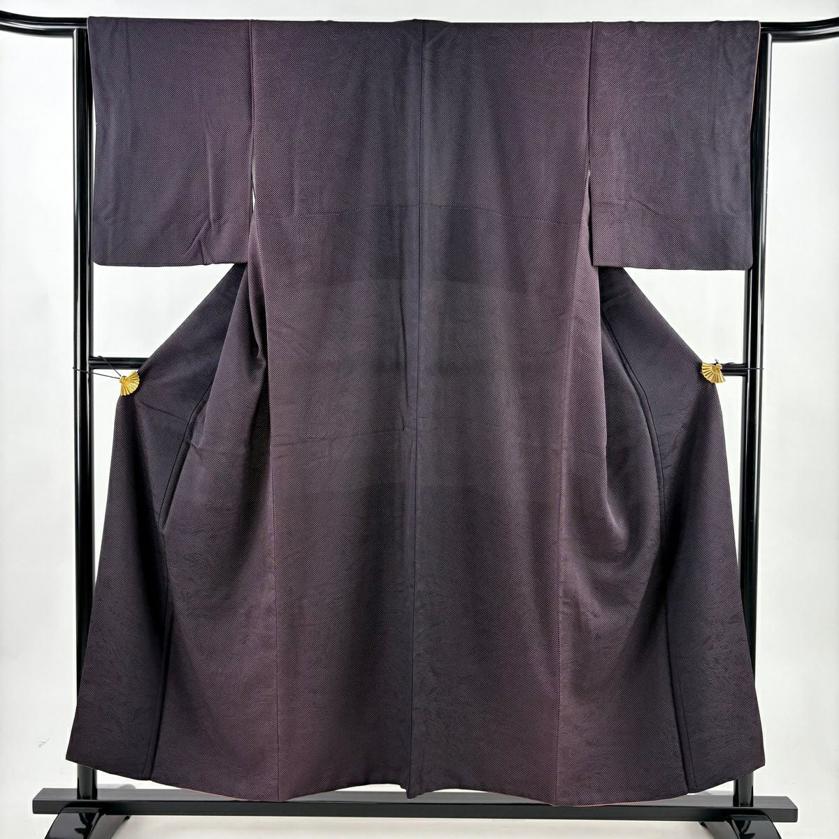 【美品】 小紋 身長153.5cm 袖長64cm M 雙層 點點紋 地紋 漸層 紫 純蠶絲 名品級
