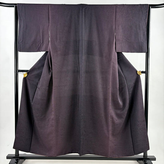 【美品】 小紋 身長153.5cm 袖長64cm M 雙層 點點紋 地紋 漸層 紫 純蠶絲 名品級