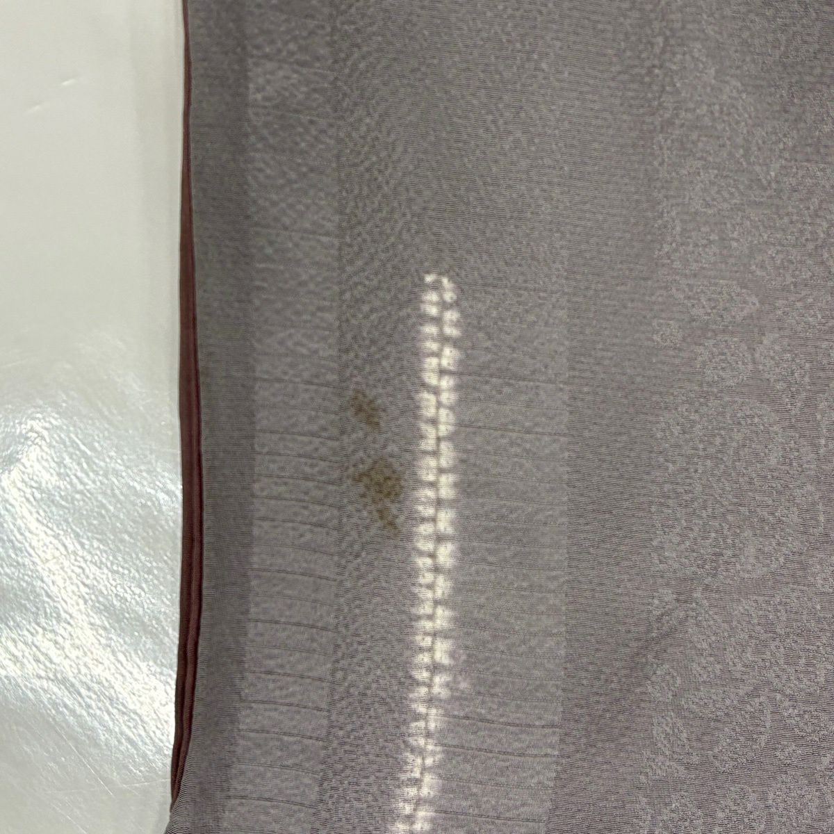 小紋 身長157.5cm 袖長64cm M 雙層 落款 草花紋 縱條紋 漸層 淺紫 純蠶絲 名品級