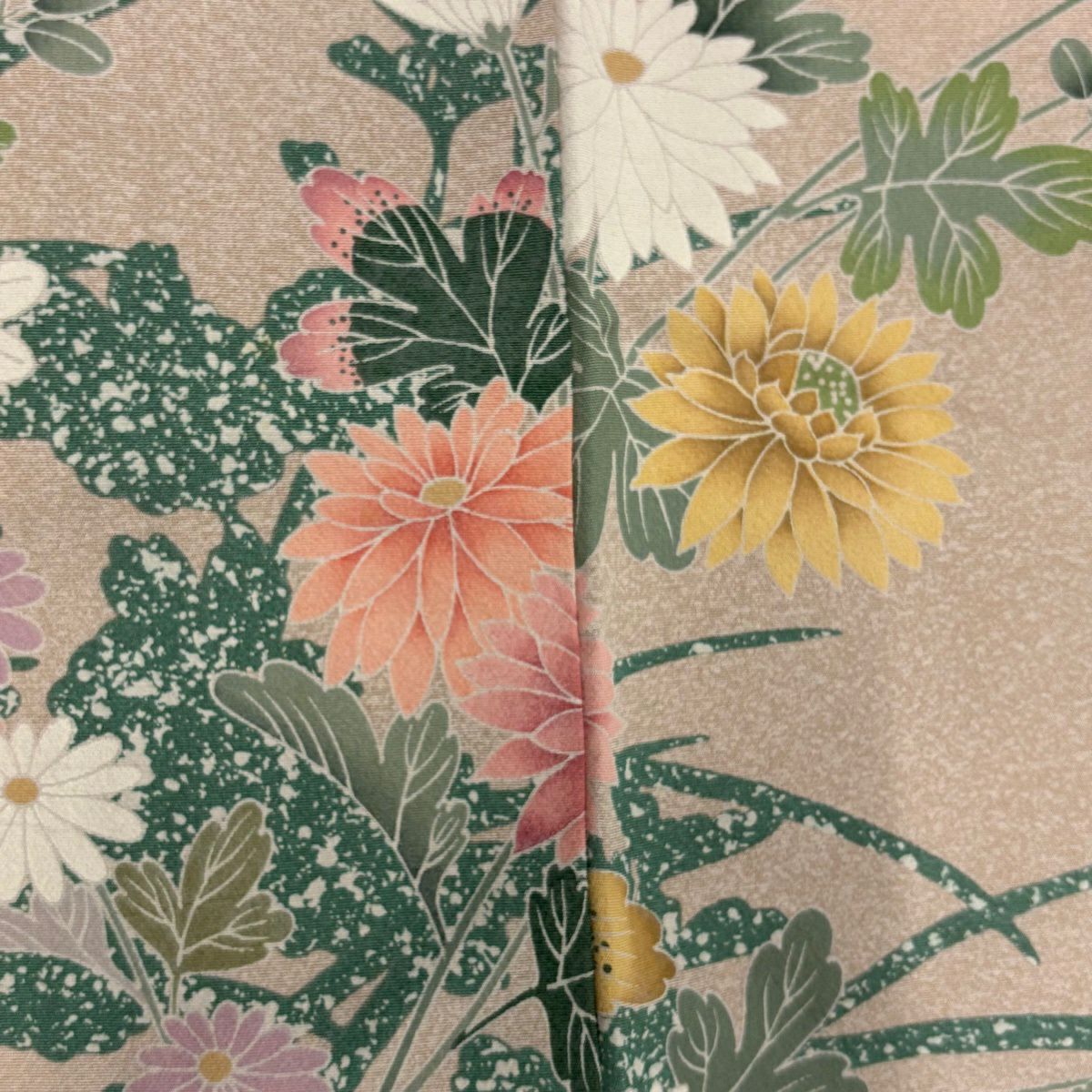 訪問服 身長155cm 袖長61.5cm S 雙層 落款あり 菊花 萩 染分 薄橙色 純蠶絲 名品級