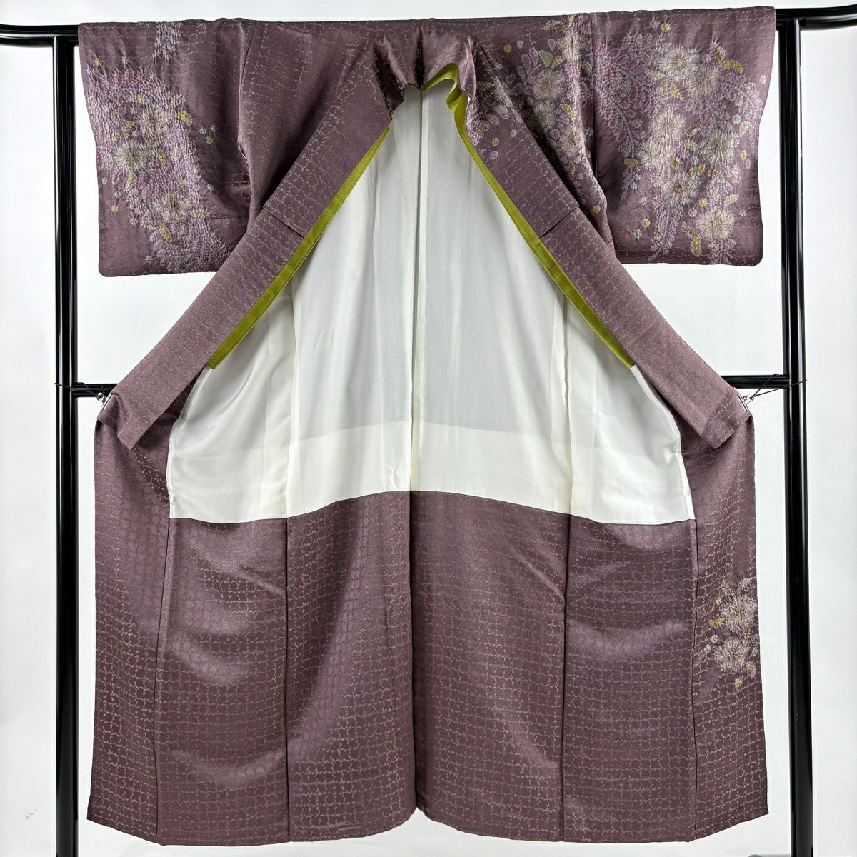 【美品】訪問服 身長151cm 袖長62.5cm S 雙層 辻花染 漸層 金通 紫 純蠶絲 名品級
