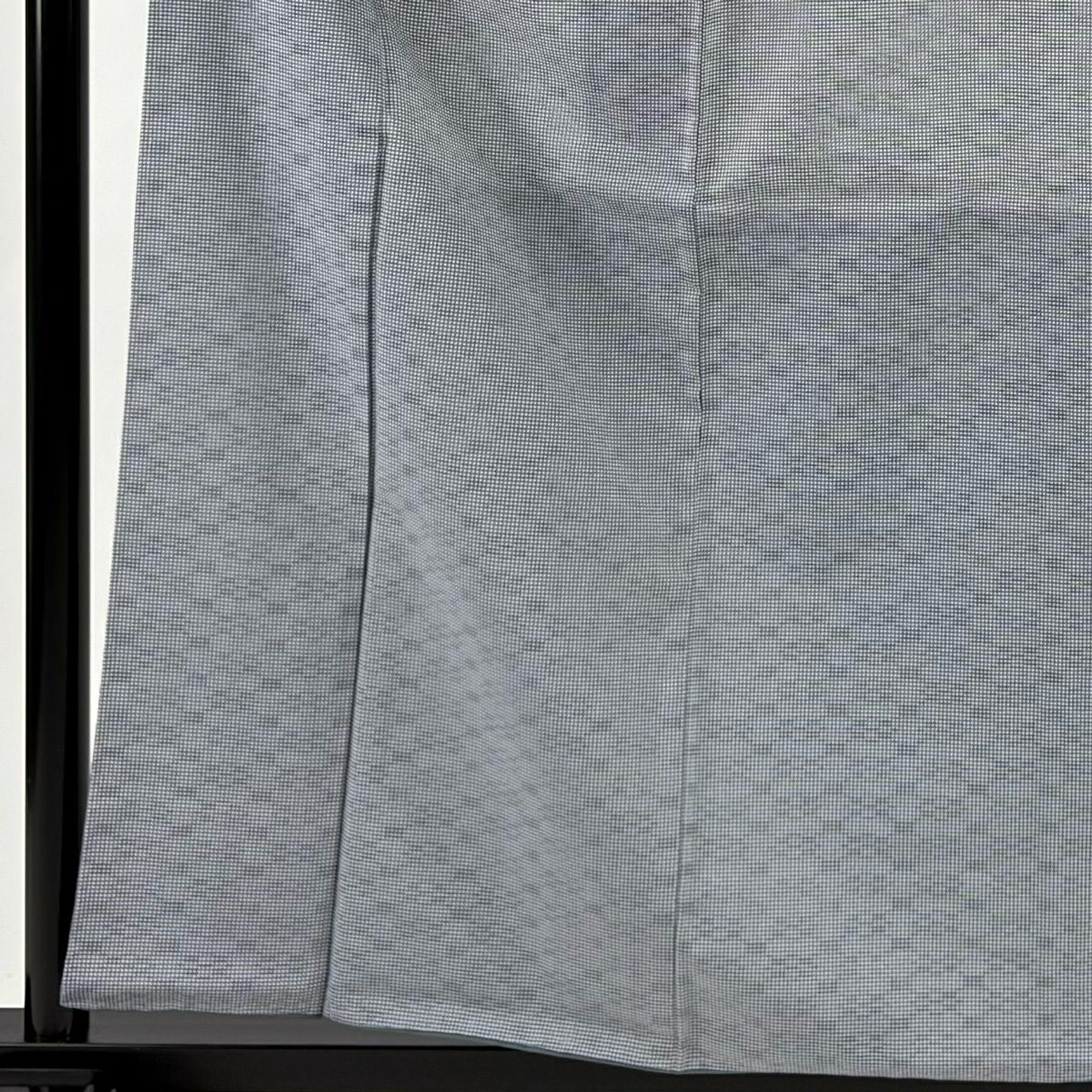 【美品】 小紋 身長160.5cm 袖長63cm S 雙層 紬織織 地紋 格子 青灰 純蠶絲 名品級