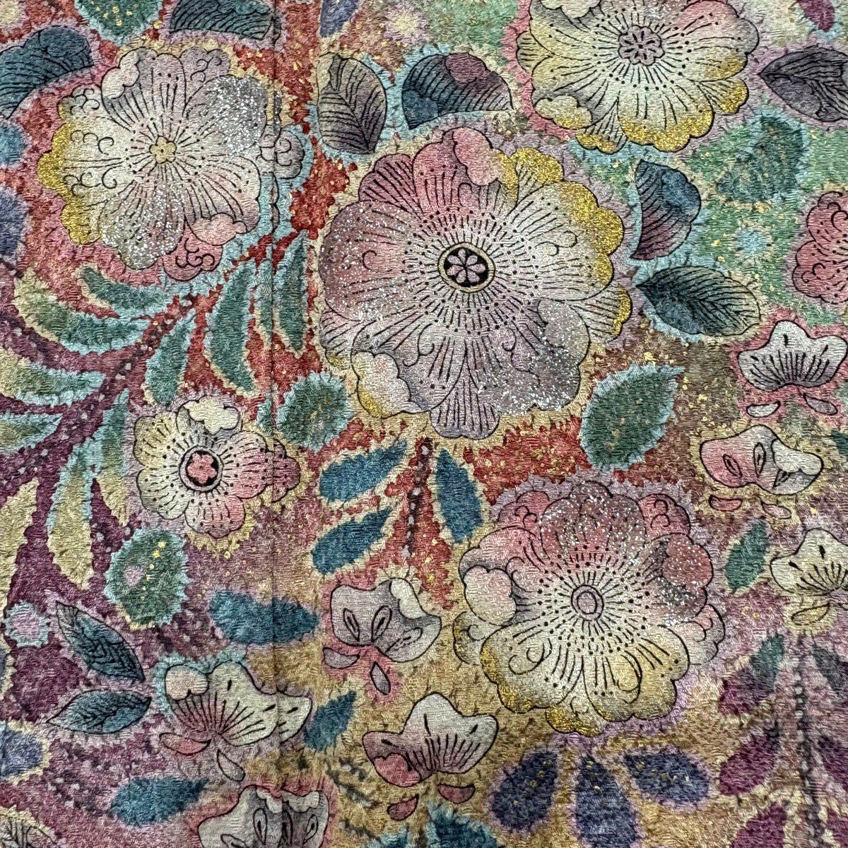 【美品】振袖禮服 身長168cm 袖長65.5cm M 雙層 辻花染 金銀彩 漸層 粉色 純蠶絲 名品級