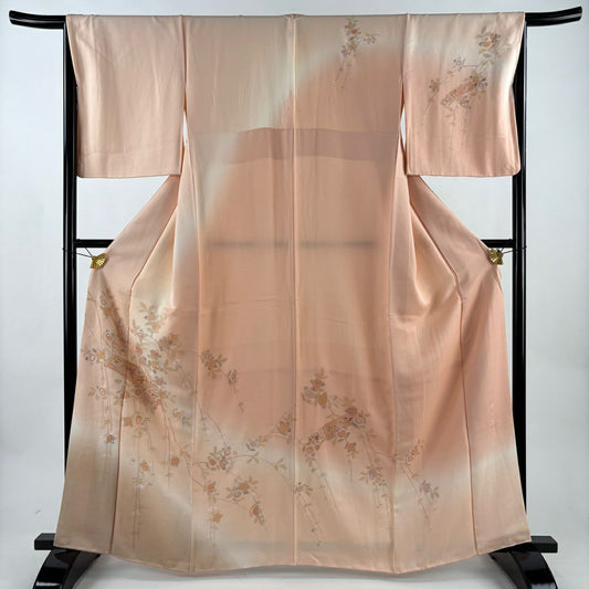 訪問服 身長163.5cm 袖長66.5cm M 雙層 橘色 琴 蘇州刺繡 漸層 淡粉色 純蠶絲 名品級 一個紋