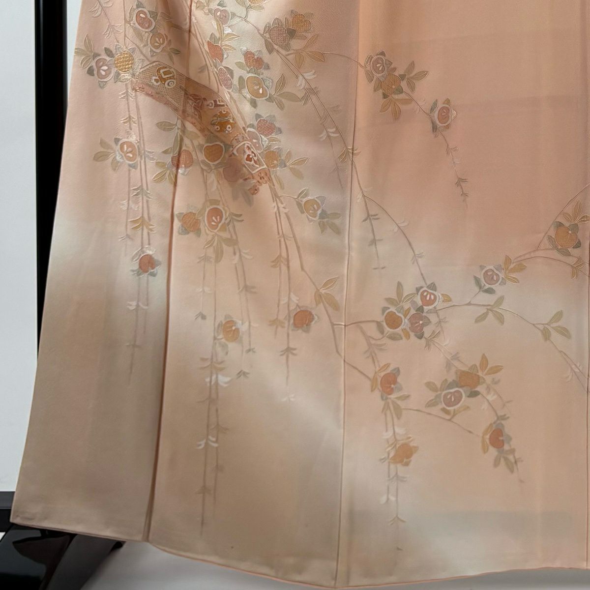 訪問服 身長163.5cm 袖長66.5cm M 雙層 橘色 琴 蘇州刺繡 漸層 淡粉色 純蠶絲 名品級 一個紋