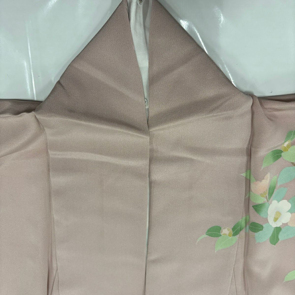 訪問服 身長167.5cm 袖長68cm L 雙層 落款あり 牡丹 椿 灰櫻 純蠶絲 名品級
