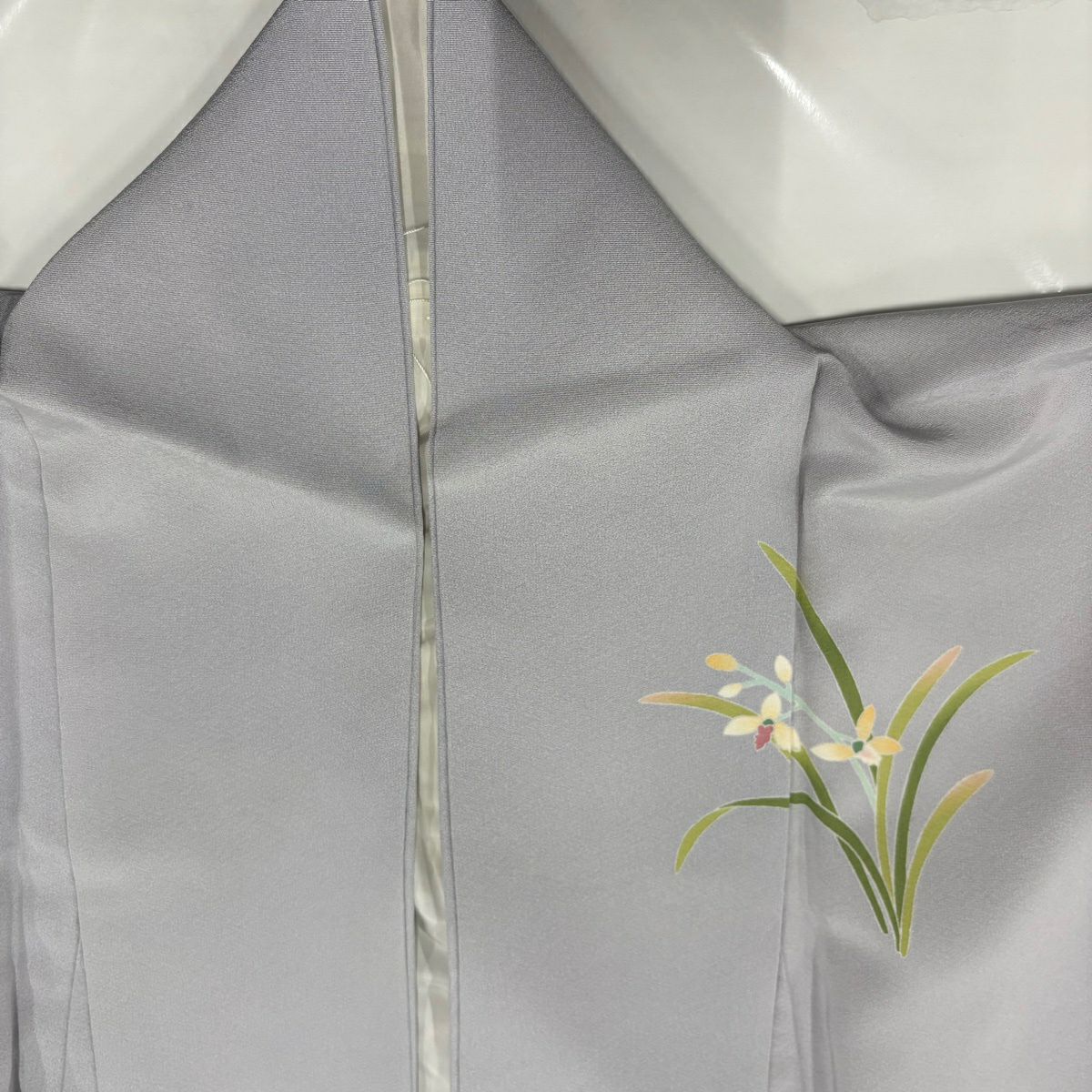 訪問服 身長160.5cm 袖長64.5cm M 雙層 藤舟 落款あり 菊花 草花紋紋 漸層 薄紫 純蠶絲 名品級