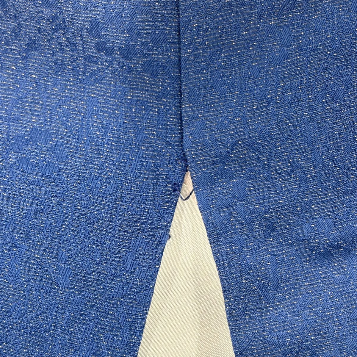 振袖禮服 身長166cm 袖長66.5cm M 雙層 草花紋紋 花唐草紋 金通し 漸層 青灰 純蠶絲 名品級