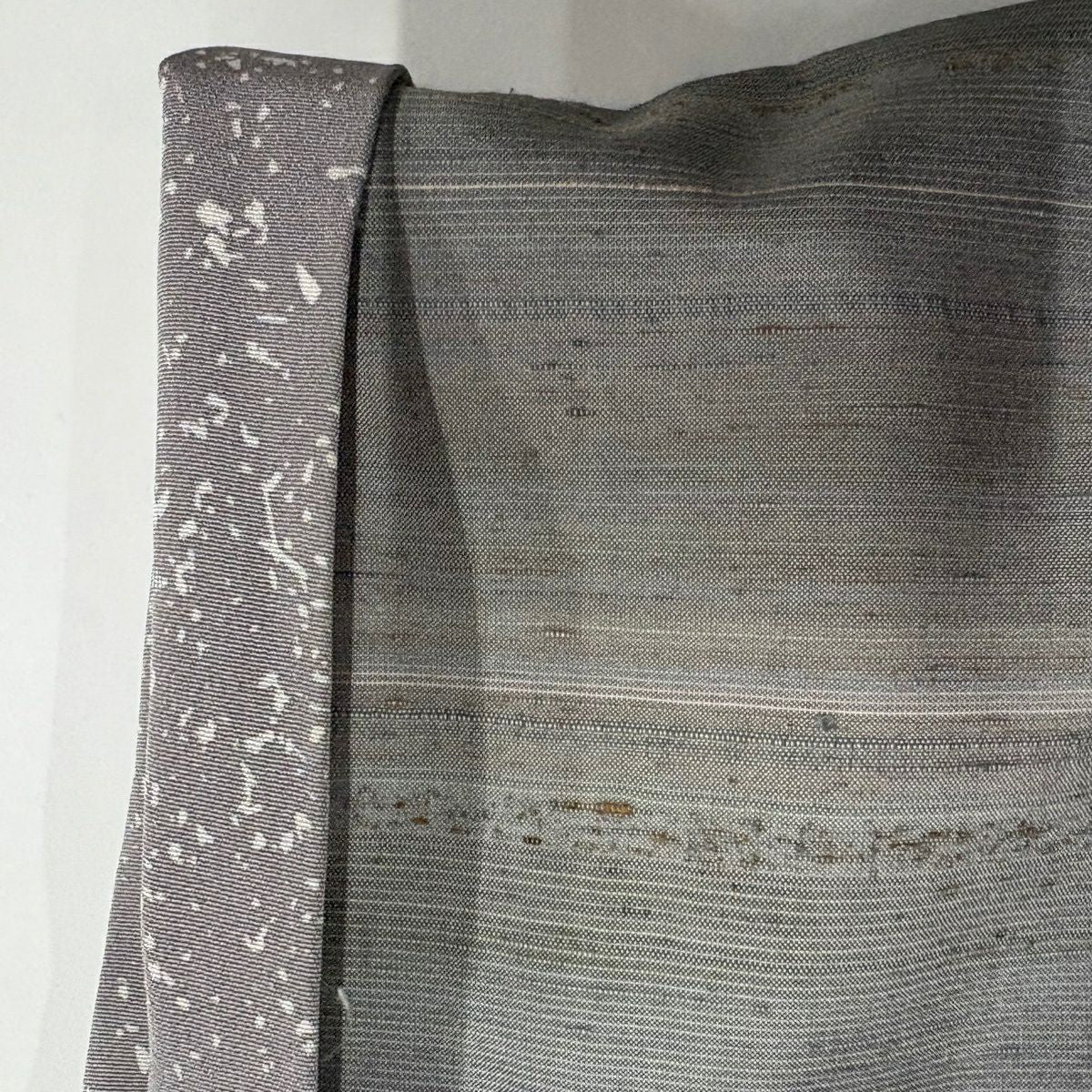 【美品】 付下 身長159.5cm 袖長66cm M 雙層 紬織織 段紋 灰色 純蠶絲 名品級
