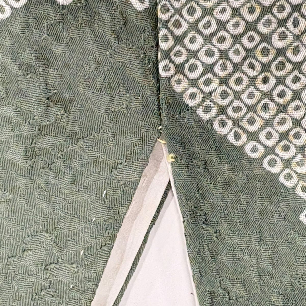 訪問服 身長159cm 袖長65cm M 雙層 辻花染圖案 鴛鴦 金銀彩 染分 黃土色 純蠶絲 秀品級