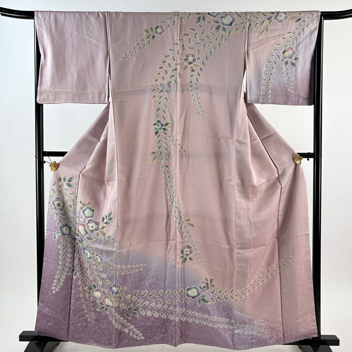 訪問服 身長160cm 袖長65cm M 雙層 辻花染 染分 逐漸淡化 淺粉色 純蠶絲 優品級