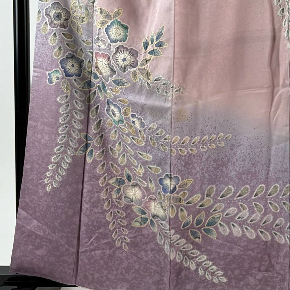 訪問服 身長160cm 袖長65cm M 雙層 辻花染 染分 逐漸淡化 淺粉色 純蠶絲 優品級