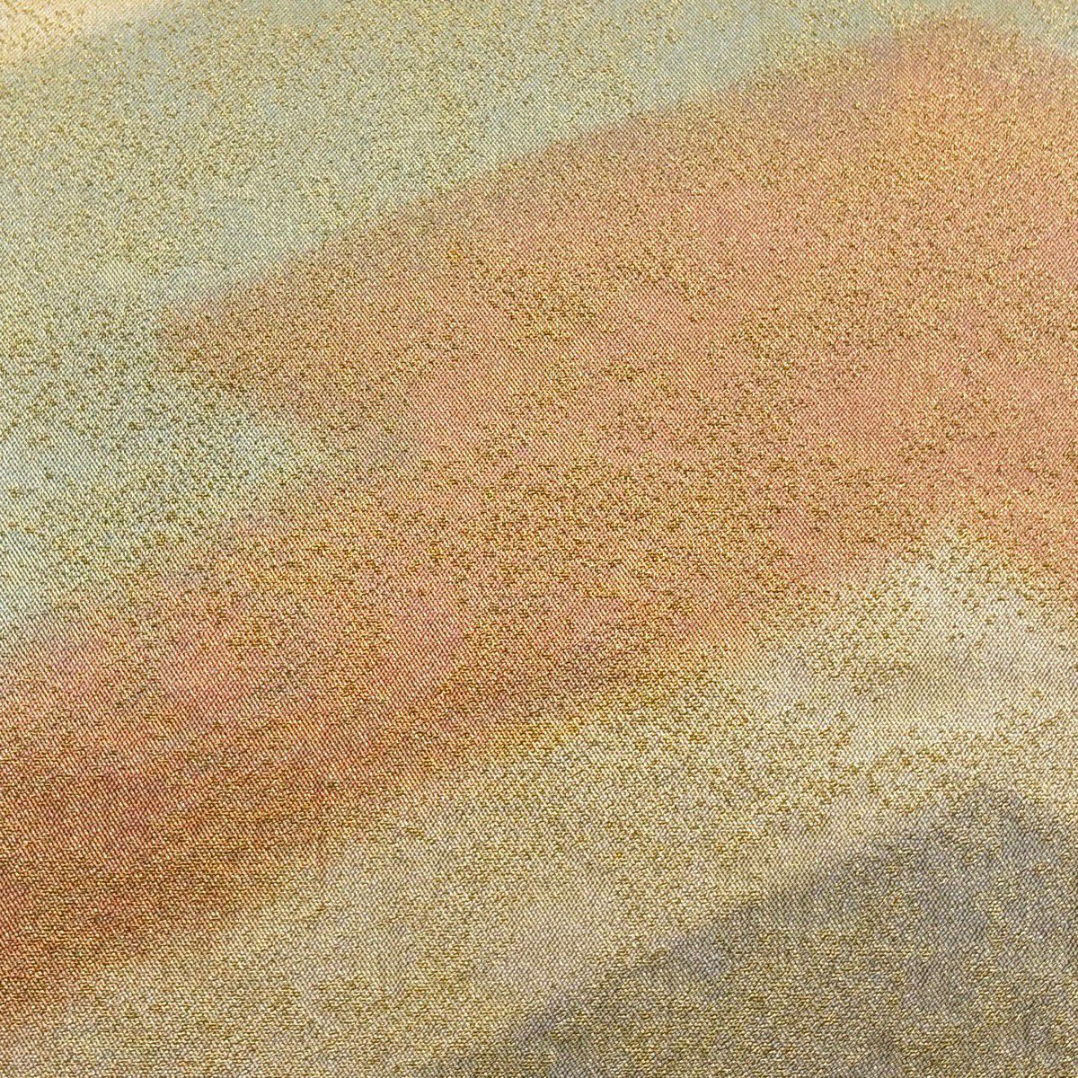 袋帶 秀品級 松樹皮菱 金糸 米色 全通 純蠶絲