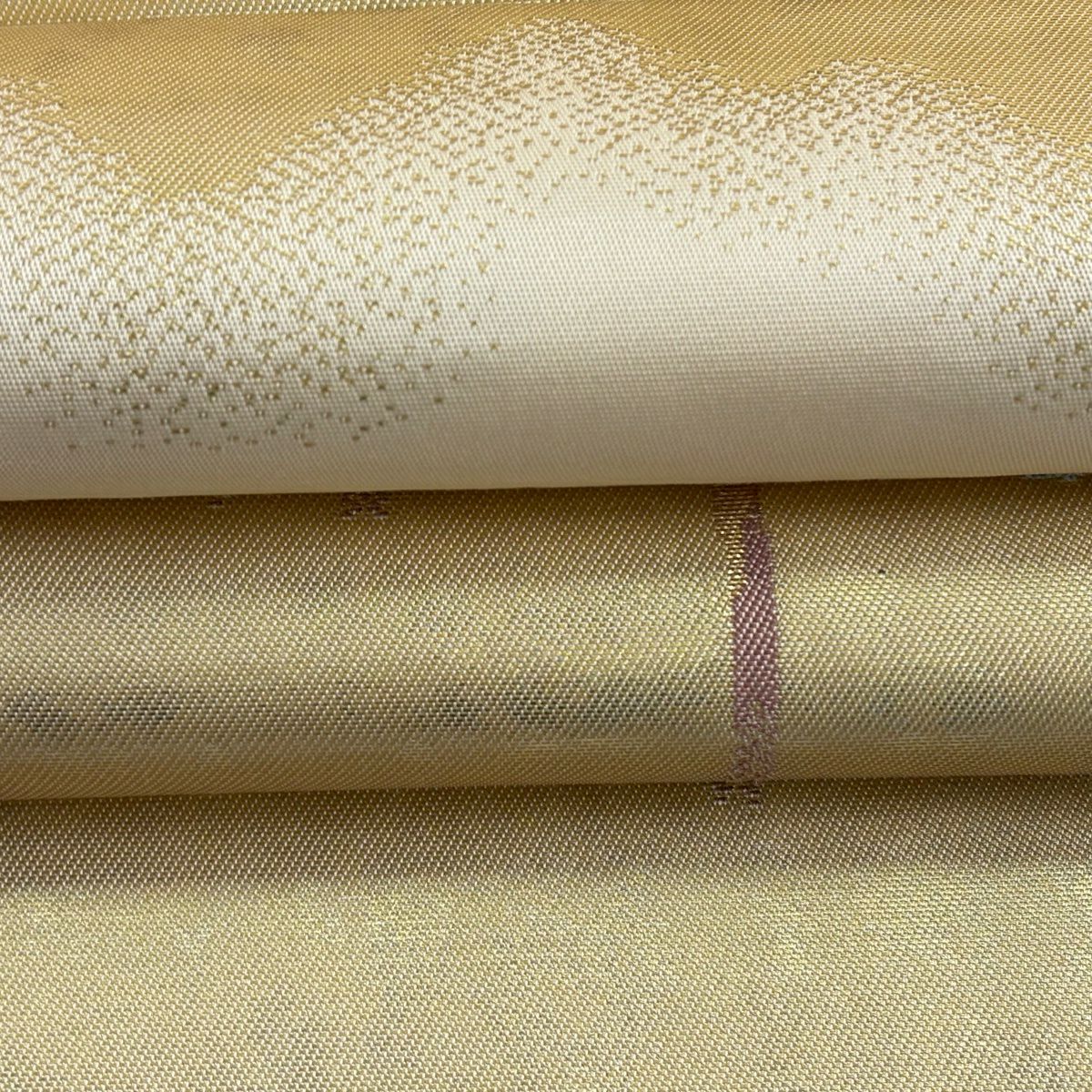【美品】 袋帶 秀品級 關西仕立 北出杉 金金箔 米色 六通 純蠶絲