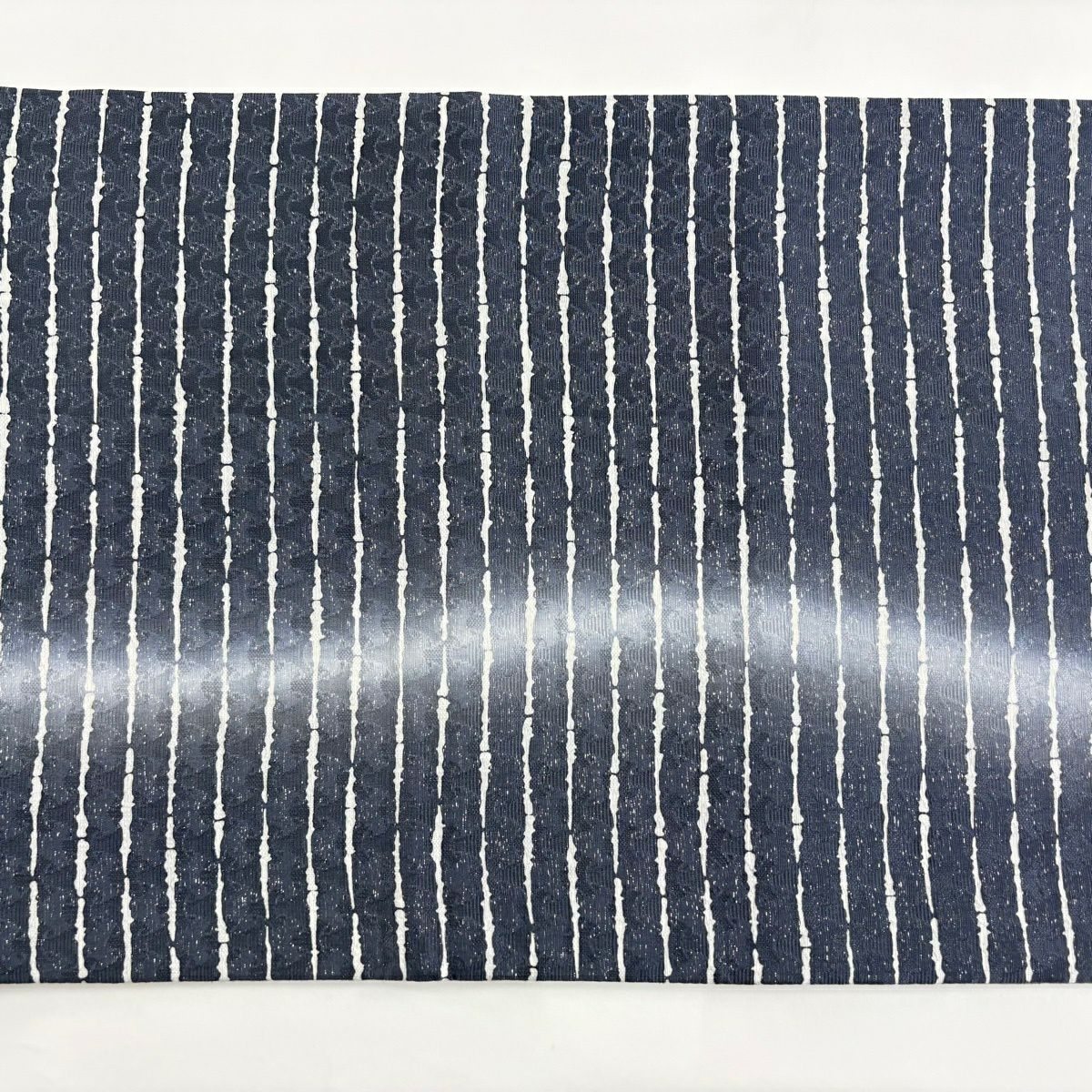 【美品】 袋帶 秀品級 條紋 幾何圖案 銀通刺繡 青灰 紋樣 正蠶絲