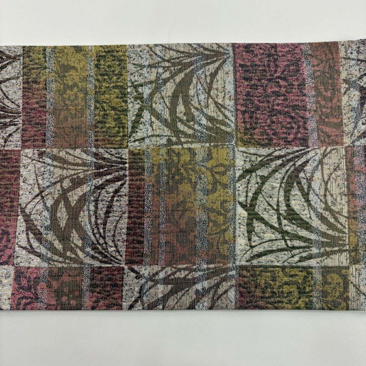 【美品】 袋帶 秀品級 大和 葉 市松樹 金金箔 金絲 鶯色 全通 純蠶絲