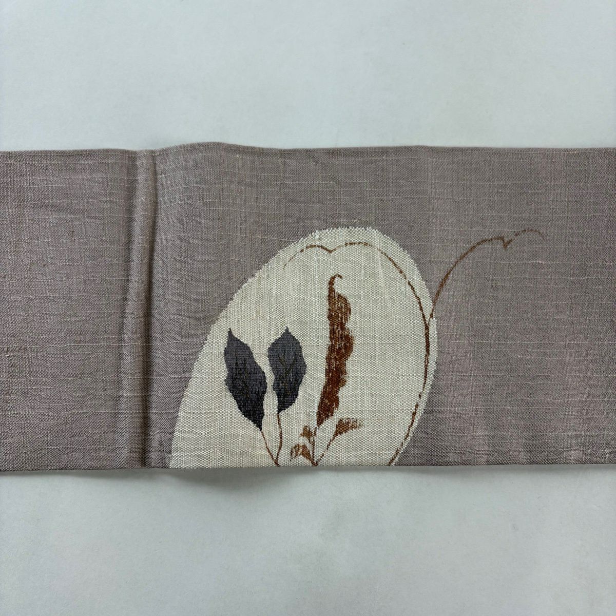 【美品】名古屋帶 秀品級 柿渋染 紬織織 枝豆 薄小豆 純蠶絲