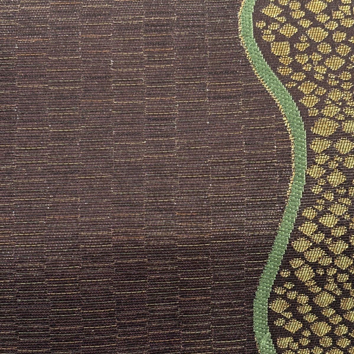 【美品】 袋帶 秀品級 花菱 金金箔散佈 金絲 小豆 深紅 六通 純蠶絲