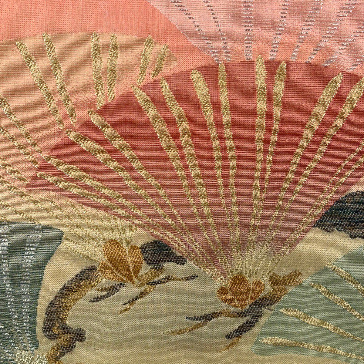 袋帶 秀品級 附落款 室町源 八媛衣 關西仕立 松樹 金銀彩 鮭粉色 六通 純蠶絲