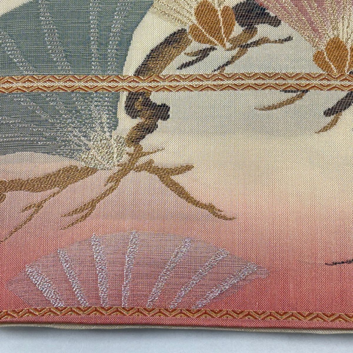 袋帶 秀品級 附落款 室町源 八媛衣 關西仕立 松樹 金銀彩 鮭粉色 六通 純蠶絲